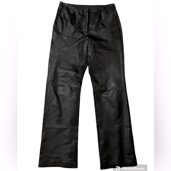 Chadwick’s Black Genuine Leather‎ Pants Women’s Size 6 Straight Leg - Picture 2 of 5